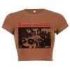 Camiseta retro Y2G americana de cuello redondo corto marrón, manga corta, estilo urbano europeo y americano para mujer, top ajustado con ombligo para chica sexy