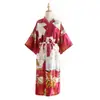 Quimono Estilo Japonês Lindo Pijama de Noite Cardigã de Verão com Cadarço Pijama Sexy Estilo Chinês Roupa de Casa Robe Longo Feminino