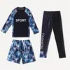 Nuevo traje de baño para niños y niñas, conjunto de tres piezas de manga larga y pantalón largo con protección solar y secado rápido, traje de baño cálido para niños pequeños