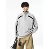 Sudadera con cremallera, cuello alto, patchwork, peso pesado de 380 g, modelo nuevo para Primavera y Otoño 2026 para Hombre, corte holgado, moderna, contraste de color, top casual