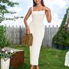 Comercio Exterior Transfronterizo Vestido de punto Europa y América Sexy Espalda descubierta con abertura Cuello cuadrado ajustado Tirantes Vestido largo