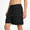 Bermuda Cargo com Cordão e Cintura Elástica para Homens, Caimento Solto, Roupa de Verão para Exterior, Juvenil Plus Size Esportiva de Perna Reta Comprimento no Joelho