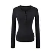 Camiseta de Manga Larga con Botones y Cuello Henry Estilo Pure Desire para Mujer 2025 Primavera y Otoño Nuevo Top Ajustado a la Cintura para Chica Hot
