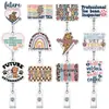 Porta-credencial retráctil de acrílico, clip divertido para insignia, lindo porta-credencial de identificación retráctil, porta-credencial retráctil personalizado con purpurina de fácil extracción