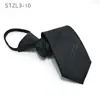 Vestido sin corbata Etiqueta negra Camisa de negocios coreana para hombre Versión estrecha de 7 cm Trabajo Corbata con cremallera Seguridad
