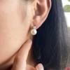 Aretes de Tuerca de Perla Shijia Estilo Princesa con Postes de Plata 925, Aretes Nicho de Gama Alta con un Diseño Redondo y de Alto Brillo, Estilo Elegante