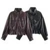 Venta al por mayor para comercio exterior 2026 Moda europea y americana chaqueta holgada de efecto piel con cintura ajustable para mujer F612735