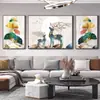 Pintura decorativa para sala de estar transfronteriza, pintura colgante de pared de fondo para sofá de lujo ligero, decoración del hogar para sala modelo, arte de pared de tres paneles