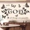 Pegatinas de pared con texto en inglés de mariposas y flores, pegatinas artísticas sencillas con lemas, calcomanías decorativas para pared de fondo de sala de estar y dormitorio