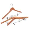 Juego de Perchas de Madera Maciza con Pinzas, Colgador para Pantalones, Pinzas para Pantalones, Tienda de Ropa, Uso Doméstico, Percha de Madera para Hotel, Percha de Madera para Ropa