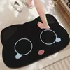Tapete de Banheiro de Terra de Diatomáceas, Formato de Patinha de Gato Preta, Absorvente de Água, Secagem Rápida, Tapete Antiderrapante para Vaso Sanitário e Entrada do Banheiro