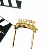 Nueva Decoración Creativa para Pastel de Cumpleaños Corazón Negro y Dorado Acrílico Topper para Pastel Suministros de Decoración para Hornear Fiestas