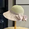 Sombrero de Paja Elegante con Lazo de Seda para el Sol de Verano 2026 para Mujer, Plegable de Ala Ancha Protección Solar Protección UV Sombrero de Pescador
