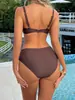Bikini Sexy de Color Sólido de Nuevo Estilo Europeo y Americano Traje de Baño Bikini para Resort de Aguas Termales Playa Costa Venta Transfronteriza Amazon