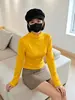 Camiseta Base de Cuello Medio para Mujer, Ropa Exterior de Moda Ajustada para Otoño e Invierno, Camiseta de Manga Larga para Niñas