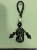 Pingente de Chaveiro para Celular Pixiu Tridimensional de Obsidiana Dourada Natural para Homens e Mulheres, Acessório de Bolsa Estilo Chinês