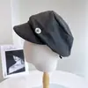 Sombrero Ecuestre Asimétrico con Pliegues y Hebilla de Corazón Estilo Japonés para Mujer, Boina Cálida Estilo Newsboy para Otoño e Invierno