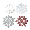 Decoração de pingente de floco de neve com glitter de Natal Acessórios para árvore de Natal Pingente de floco de neve dourado e prateado Adereços de layout de cena
