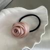Presilha de cabelo laço de flor rosa cetim de alta qualidade estilo retrô francês clipe de topo com mola para parte de trás da cabeça