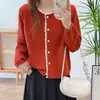 Estilo Coreano Otoño e Invierno Nueva Moda Reductor de Edad Elegante Estilo Suave Dulce Cardigan de Encaje Tejido Ropa Exterior para Mujer Suéter