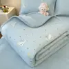 Colcha de algodón puro y terciopelo de leche de grado A para bebé, reversible por ambos lados, cubre colchón acolchado, cojín suave y juego de sábanas (3 piezas)