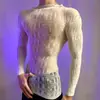 Lobe Ropa Interior Sexy Calada de Malla Ropa Sexy Transparente Body de una Pieza de Manga Larga Conjunto Vestido Bodycon Combinación para Hombre
