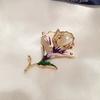 Joyería de tendencia japonesa y coreana broche de flor ins temperamento damas multicolor chapado en oro pin de rosa fabricantes mayoreo