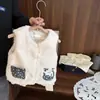 Colete Infantil Outono e Inverno Novo Roupa Infantil Colete de Pelúcia Menina Bebê Fofo Patch Bordado Dupla Face
