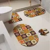 Alfombrilla de Suelo de Barro Diatomeas Estilo Antiguo Baño Inodoro Forma de U Inodoro Juego de Tres Piezas Alfombra Absorbente de Agua Secado Rápido Antideslizante Felpudo