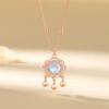 Collar con candado Ruyi de moneda de marea nacional para mujer, plata de ley 925, nuevo colgante chino de piedra lunar con candado de larga duración, pequeño libro de equitación rojo del mismo estilo