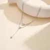 Design em aço inoxidável 304 em formato de coração, acessório de coração de pêssego de nicho, colar de camada dupla, corrente para clavícula, novo estilo moderno e simples para mulheres