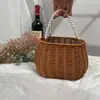 Caja de Regalo de Ratán Regalo de Acompañamiento Cesta de Flores de Mano Decoración de Ramo de Flores Cilindro Cuadrado para Niña de las Flores Tubo Cuadrado Caja de Regalo Antigua para Cumpleaños Boda