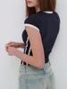 Camiseta de cuello redondo ajustada Spice Girls con bordado de letras de doble polo y estilo callejero europeo y americano, camiseta de manga corta que combina con todo.
