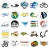 100 adesivos originais de grafite de pesca personalizados transfronteiriços pintados à mão não infratores decorativos para copo d'água, celular, caixa de pesca