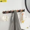 Nuevo Gancho para Abrigos de Madera de Nogal Negro Estilo Chino sin Taladro para Armario, Gancho para Llaves de Entrada, Gancho de Madera Maciza para Abrigos y Sombreros