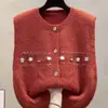 Cárdigan de Punto Hecho a Mano con Flores Transfronterizo Chal Suéter Prendas de Abrigo Chaleco de Punto con Cuello Redondo Chaleco para Mujer Otoño Invierno Nuevo Chaleco Holgado