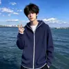 Sudadera con Capucha y Textura de Waffle cleanfit para Hombre Otoño Adolescente Estilo de Alta Gama Atrevido Guapo Chaqueta Deportiva Ropa de Abrigo