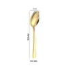 Cuchara de ensalada de acero inoxidable creativa Tenedor integrado de doble propósito mango largo Cuchara para fideos instantáneos Cuchara sopera engrosada Cuchara para mezclar comida occidental cuchara cuchara