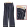 Pantalones de mezclilla suaves de pierna recta para mamá, nuevo estilo de verano, de cintura alta, corte holgado, para mediana edad y personas mayores, pantalones cropped de pierna recta, frescos y transpirables