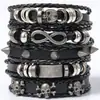 Accesorios de Aleación de Calavera de Venta Caliente Transfronterizos Juego de Cinco Piezas Pulsera de Cuero de Vaca Suministro Directo Amazon Aliexpress Joyería
