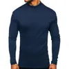 Outono/Inverno 2026 Amazon Cross-Border Europeu e Americano Camiseta Masculina de Gola Alta Manga Longa Camisa Básica Masculina Top Liso
