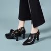 Salto Agulha Apontado Feminino 2025 Primavera Novo Xadrez Couro de Vaca Flor Salto Agulha Boca Profunda Camada Única Sapatos Estilo Europeu e Americano Moda Sapatos de Cano Curto