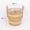 Maceta Tejida de Paja Nórdica Cesta de Flores Mimbre Tejido de Ratán Portátil Tejido Creativo Maceta para Potos Arreglo Floral Planta Verde Maceta Pastoral Decoración del Hogar