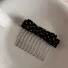 Pente de Cabelo Versátil Estilo Coreano com Laço de Bolinhas para Mulheres, Doce e Elegante, Pente para Domar o Cabelo da Testa, Grampo Lateral, Acessório de Cabelo