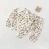 Conjunto de ropa de otoño para niños, conjunto suave de dos piezas de algodón para bebé, ropa interior para bebé de niños y niñas, conjunto de dos piezas térmico para dormir