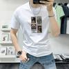 Camiseta masculina de manga curta Explosive 2025 Nova camiseta masculina Gola redonda Verão Ins Moda Estampada Slim-fit Meia manga Top