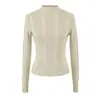 Suéter Básico Simple de Color Sólido con Cuello Alto de Punto Trenzado de Manga Larga Moda Otoño Ajuste Delgado Top Corto Capa Base