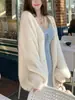 ¡Ropa casual Silueta holgada! Cárdigan de punto de lana de calibre grueso Abrigo holgado