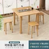 Mesa Dobrável de Madeira Maciça para Uso Doméstico, Mesa de Jantar para Apartamento Pequeno, Mesa de Jantar Quadrada, Mesa de Jantar Simples, Mesa Quadrada de Bambu para Estudo