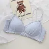 Ropa Interior Francesa Sedosa con Borde de Volantes para Niñas Ligera Transpirable Doble Tirante Sin Varillas Pequeña Recogida de Pecho Conjunto de Sujetador Verano
